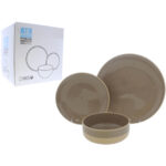 VAJILLA 12 PIEZAS GRIS/CREMA