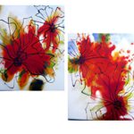 CUADRO FIG ABSTRACTO FLORES NARANJAS Y ROJAS /S/2 100*100 CM 833-FE79-067