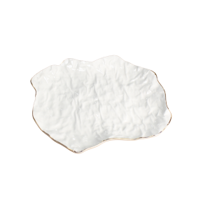 BANDEJA BLANCA/BORDES DORADOS/GRIS CERAMICA 27.5X25X2.5CM CPL