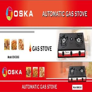 ESTUFA OSKA OSK03G NEGRA DE MESA 3 QUEMADORES GAS LPG 100*100 MM