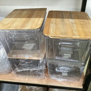 ENVASE TRASNPARENTE CON TAPA DE BAMBOO 3 TAMAÑOS