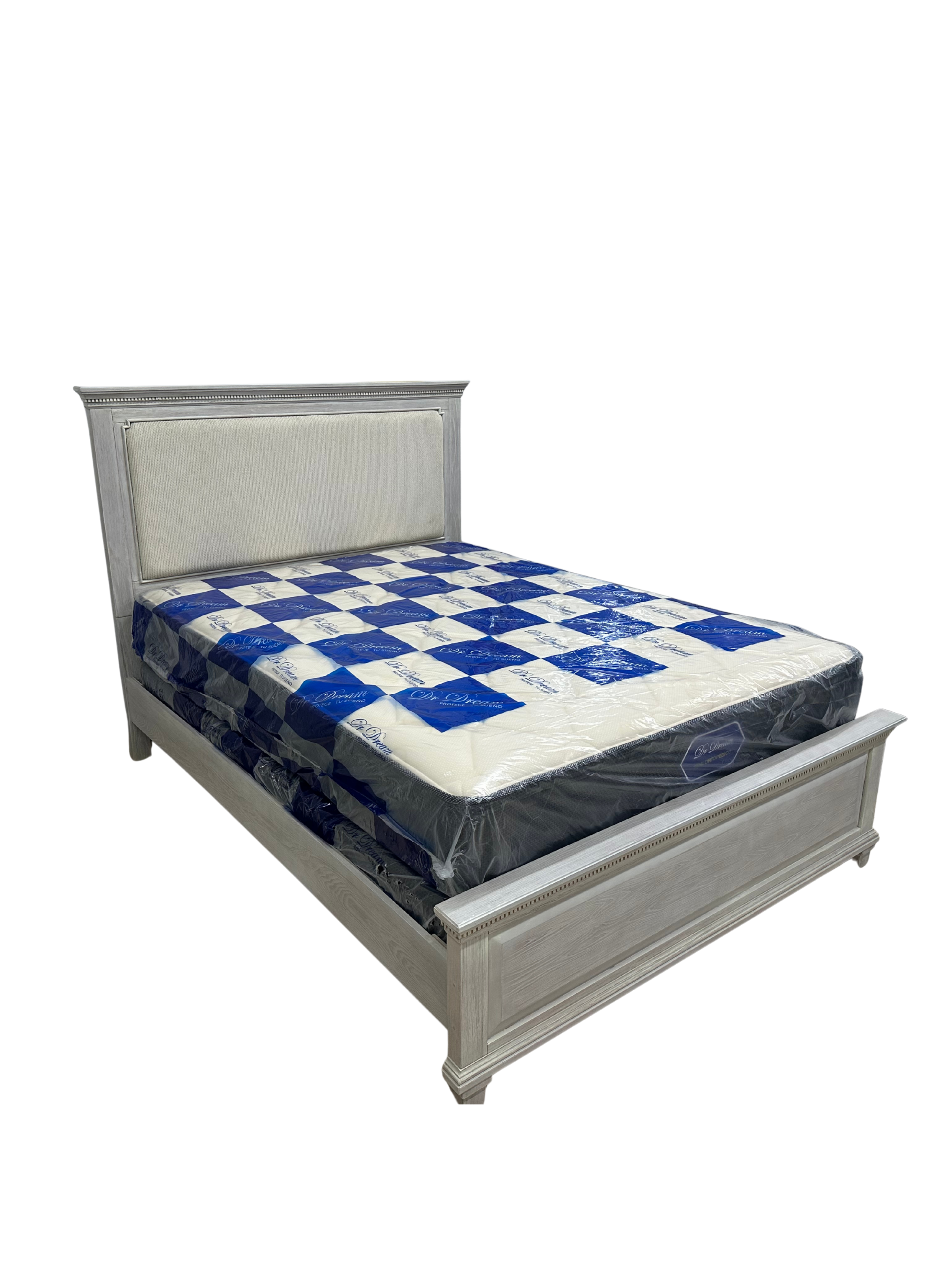 RECAMARA ARIAS QUEEN + BOXSPRING Y COLCHON QUEEN DR. DREAM